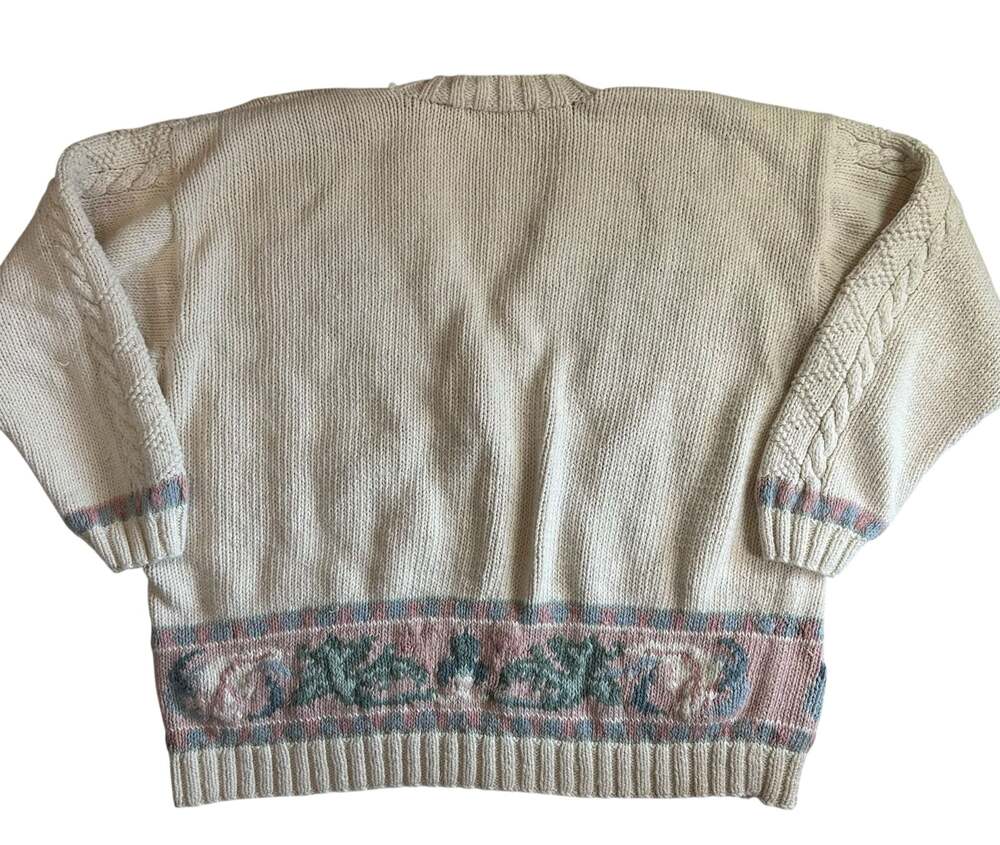 Karen Scott II Hand Knits Vintage Floral Cable Knit Button-Front Cardigan - Picture 11 of 11